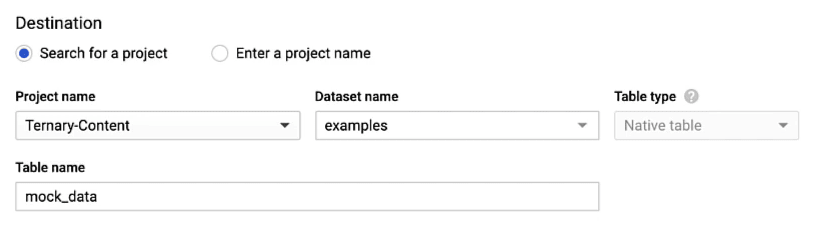 Criteo to BigQuery - Table destination